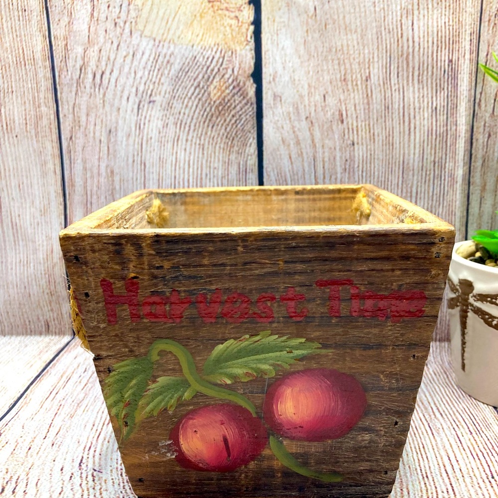 Harvest Time Wood Box With Handles - Picture 7 of 8